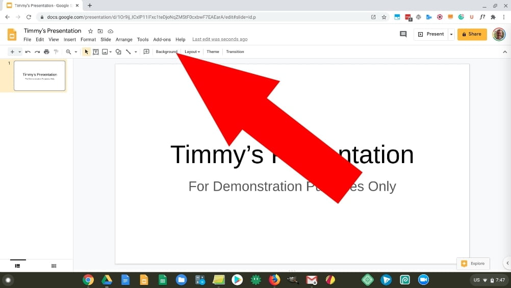 how to add background in google slides