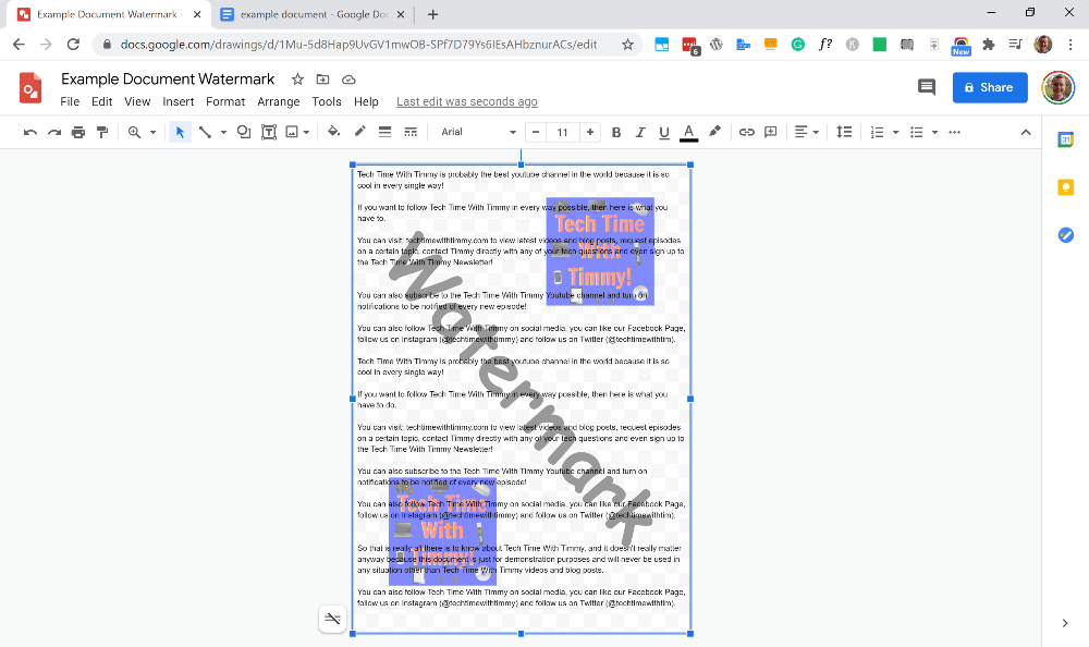 how do you add a watermark in google docs