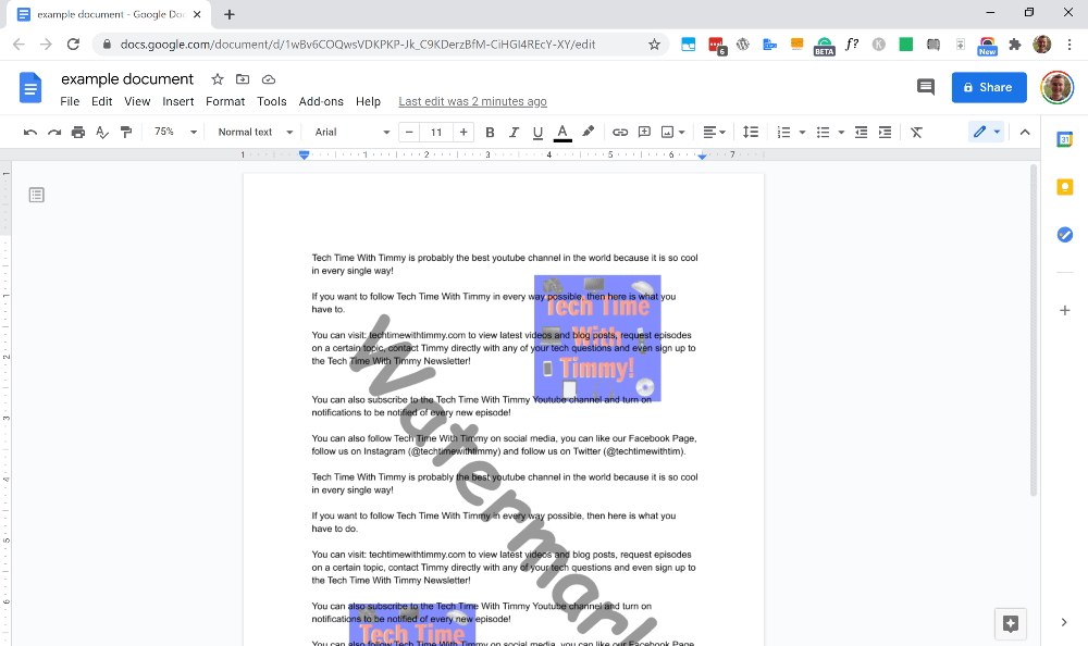 how do you insert a watermark in google docs