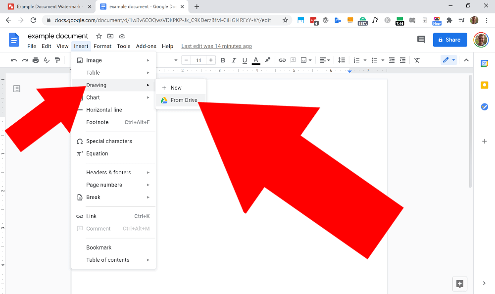how to add a draft watermark in google docs