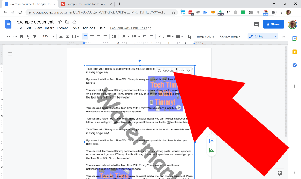 how to edit watermark in google docs