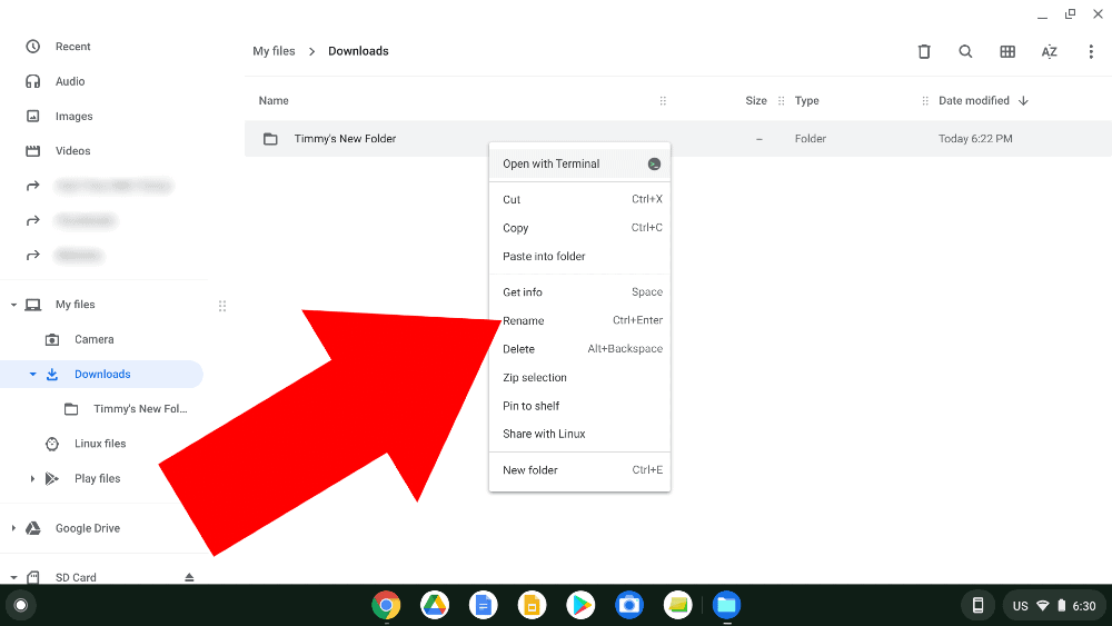 how to make a folder on chromebook desktop