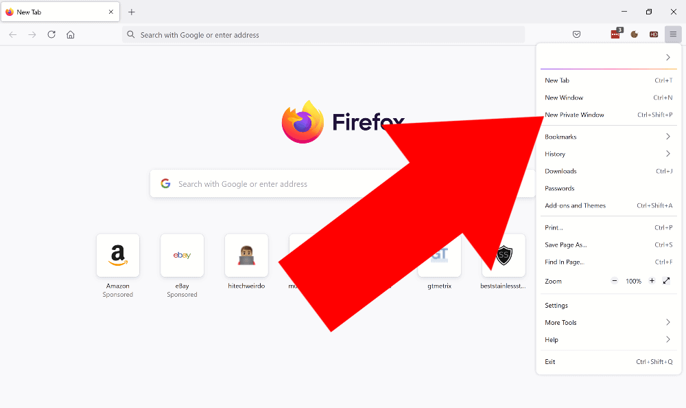 private tab firefox