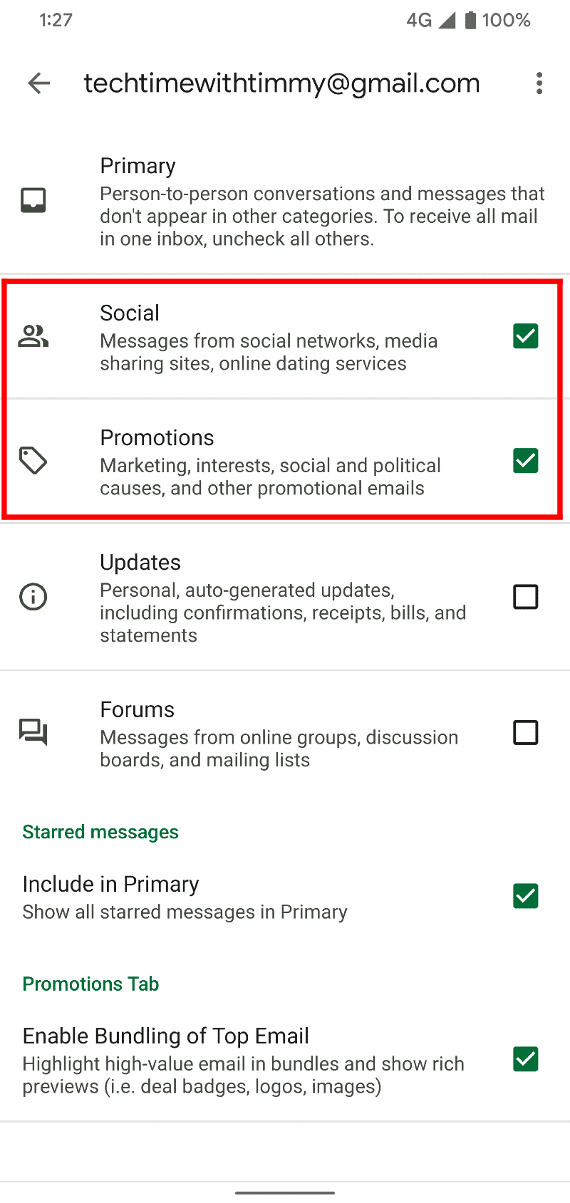gmail remove categories