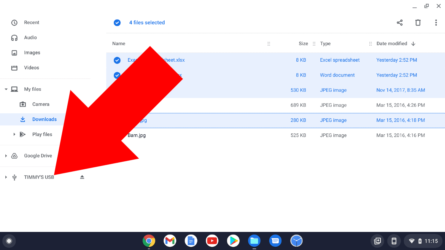 how to transfer photos from chromebook to flash drive