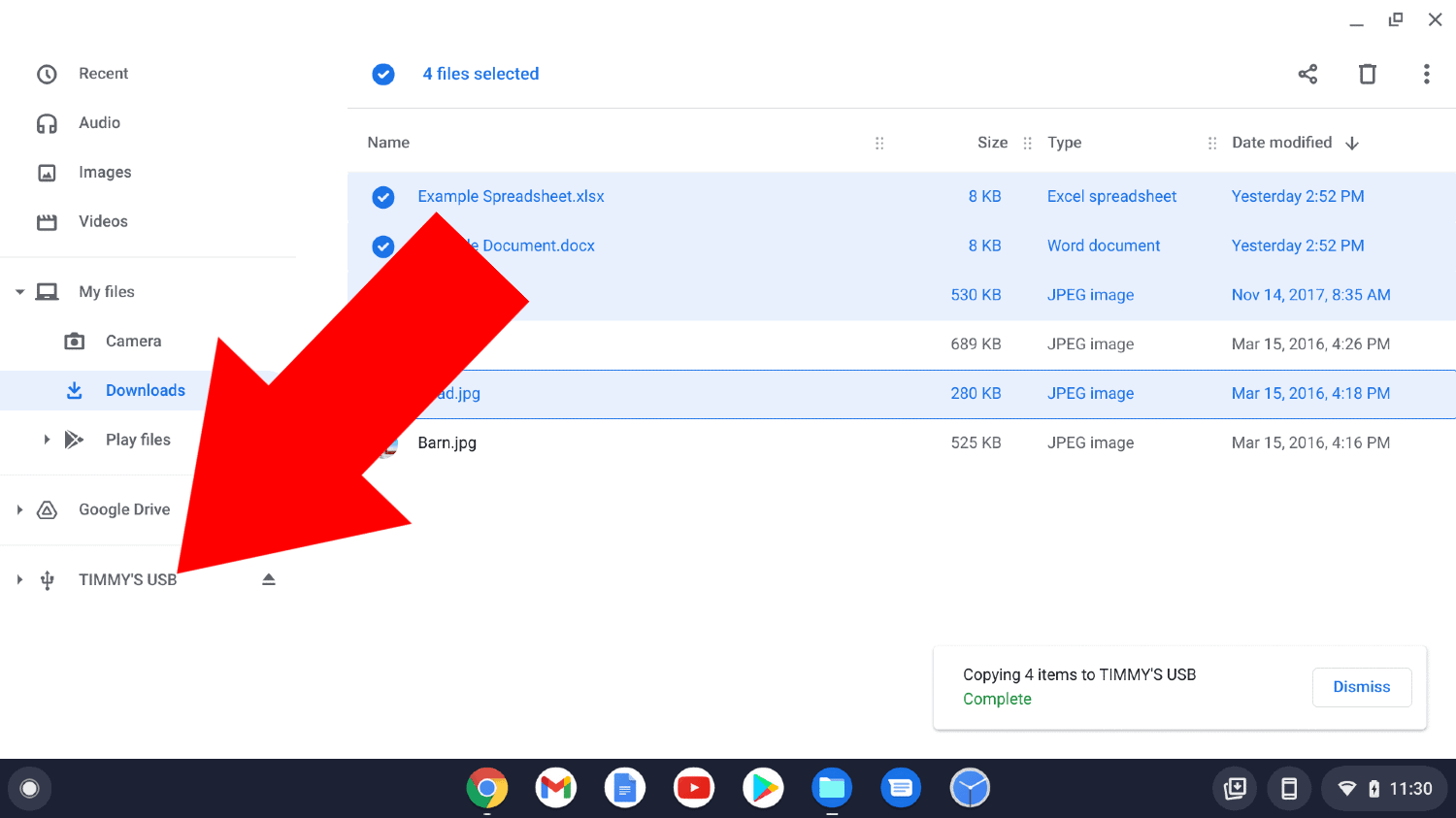 how to transfer pictures from chromebook to flash drive