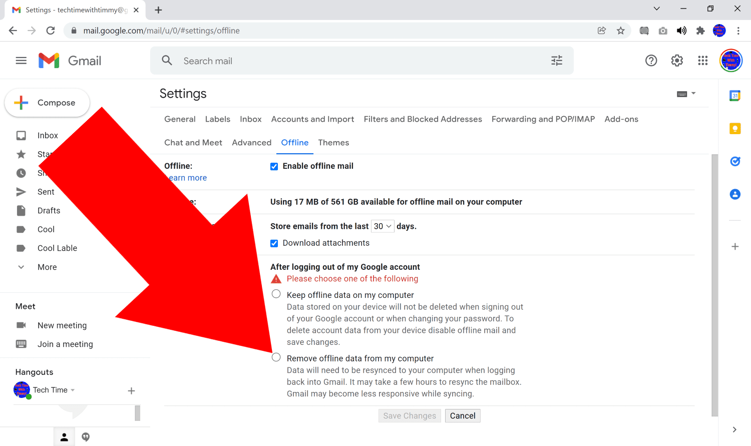 how to make gmail offline