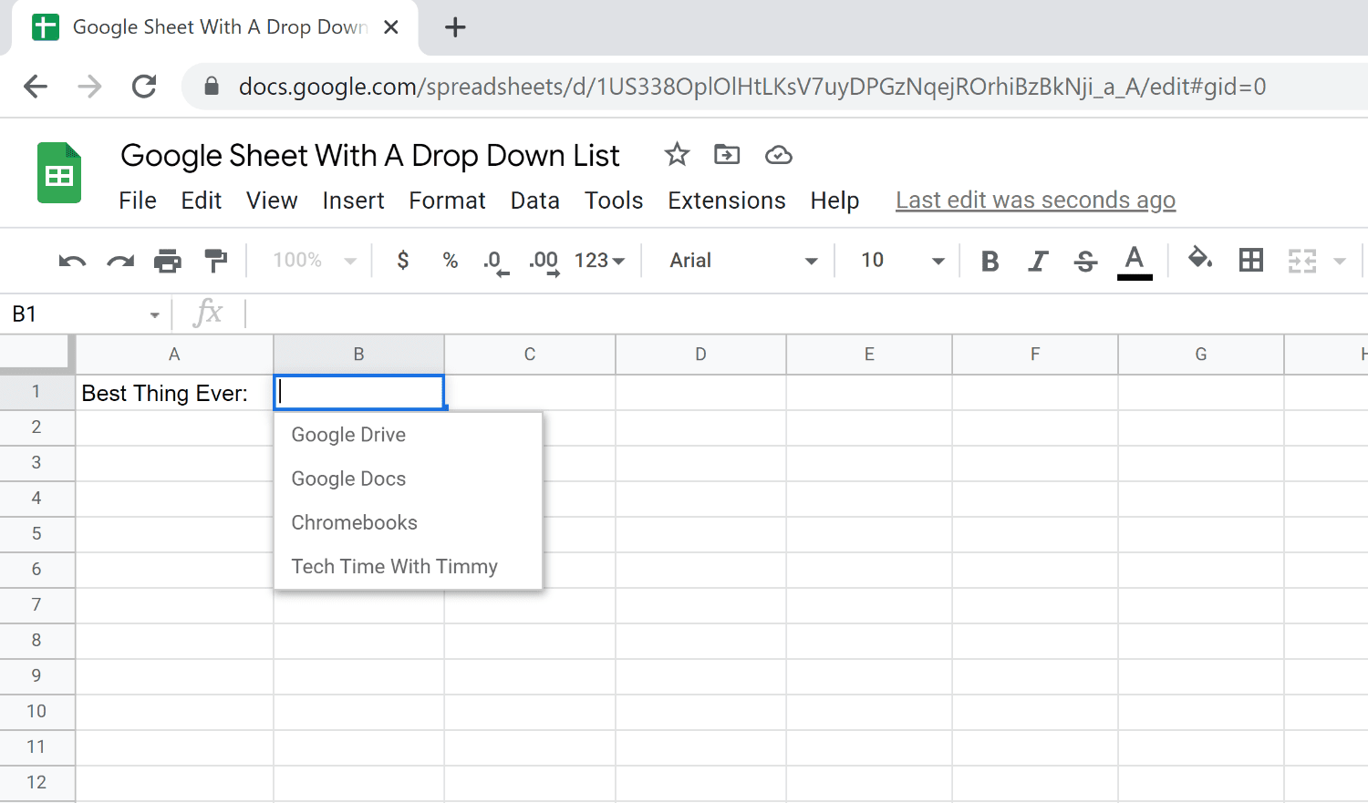 google sheets how to add drop down