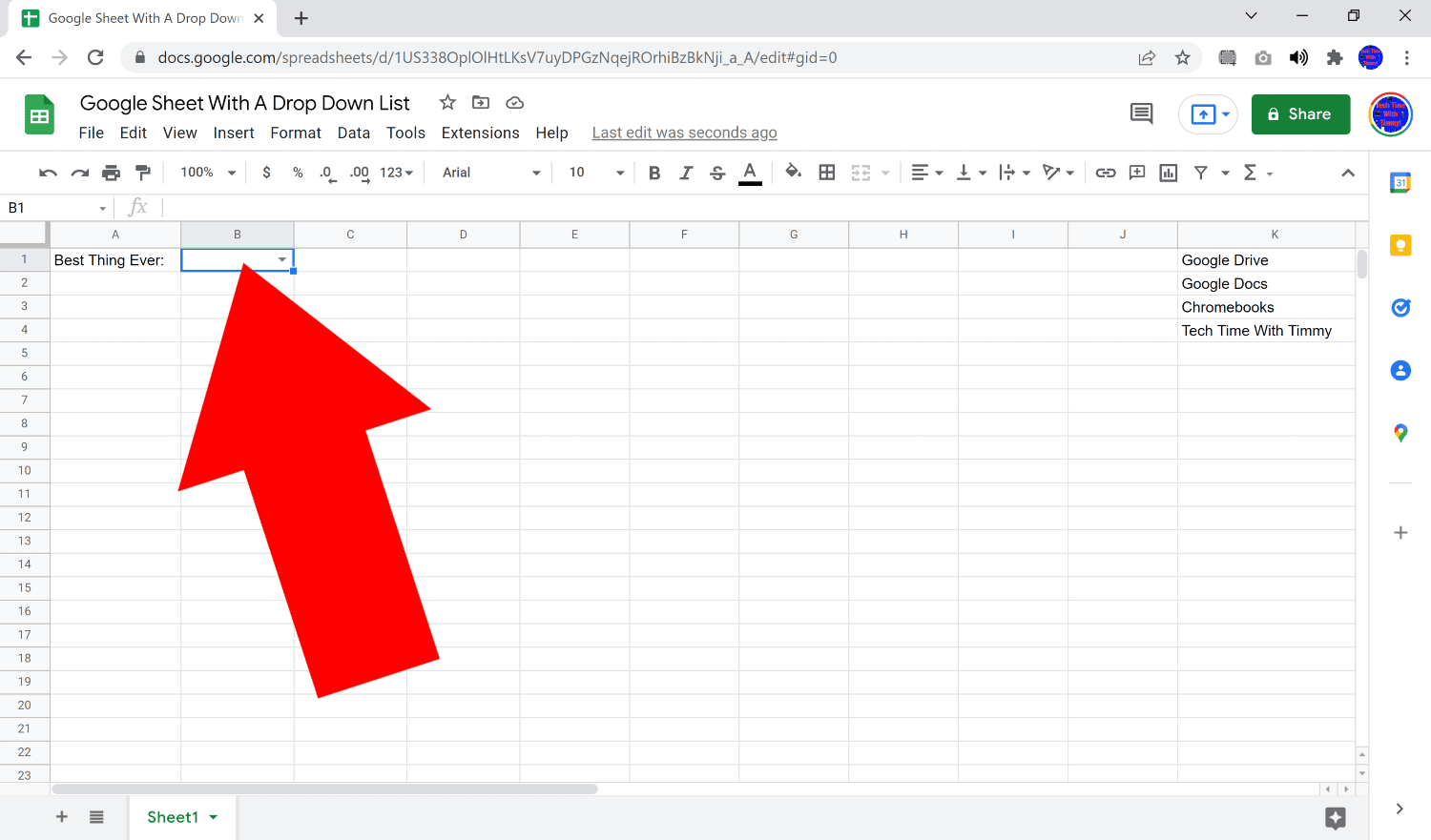 how to add drop down box in google sheets