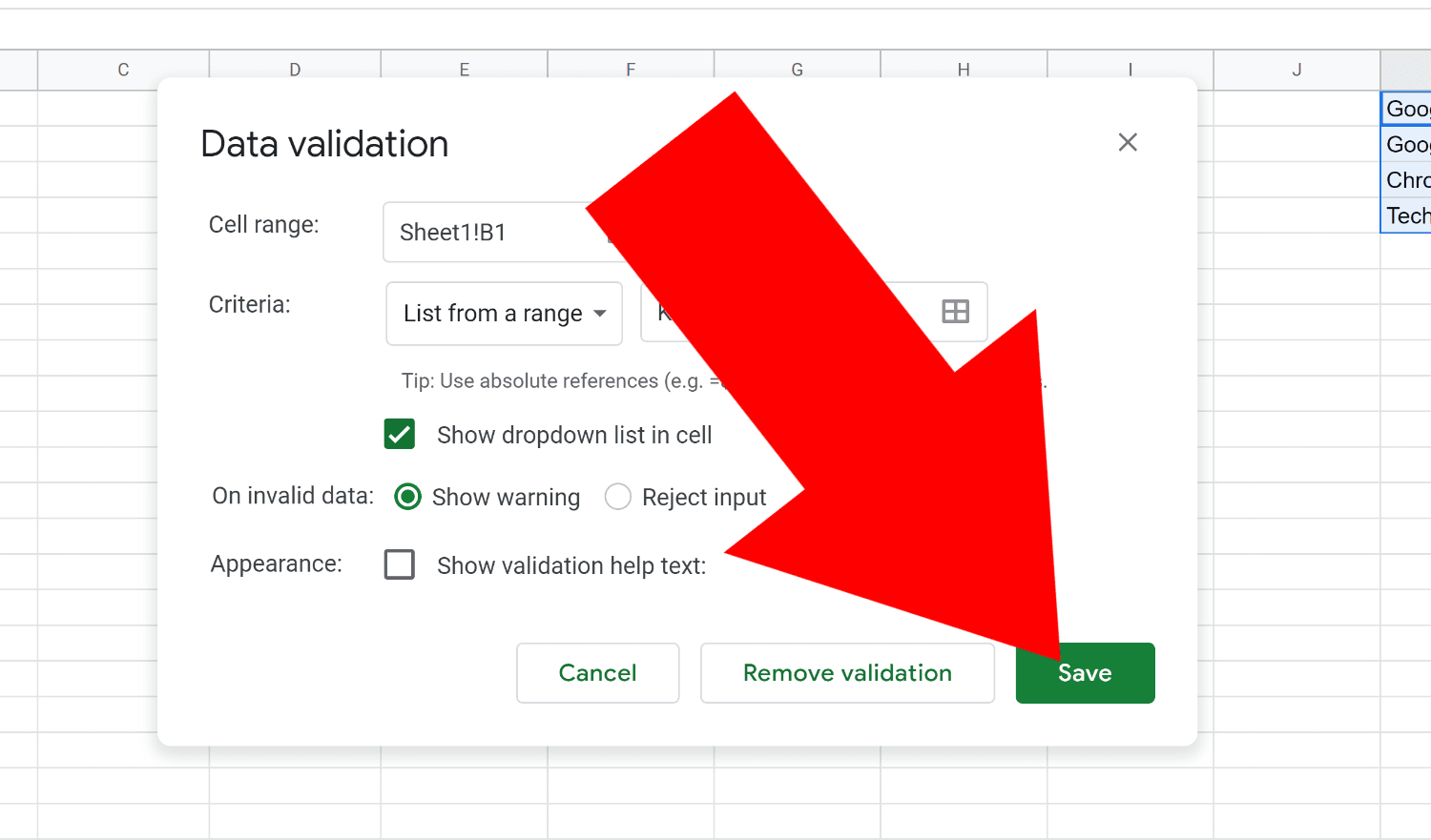 how to add drop down options in google sheets