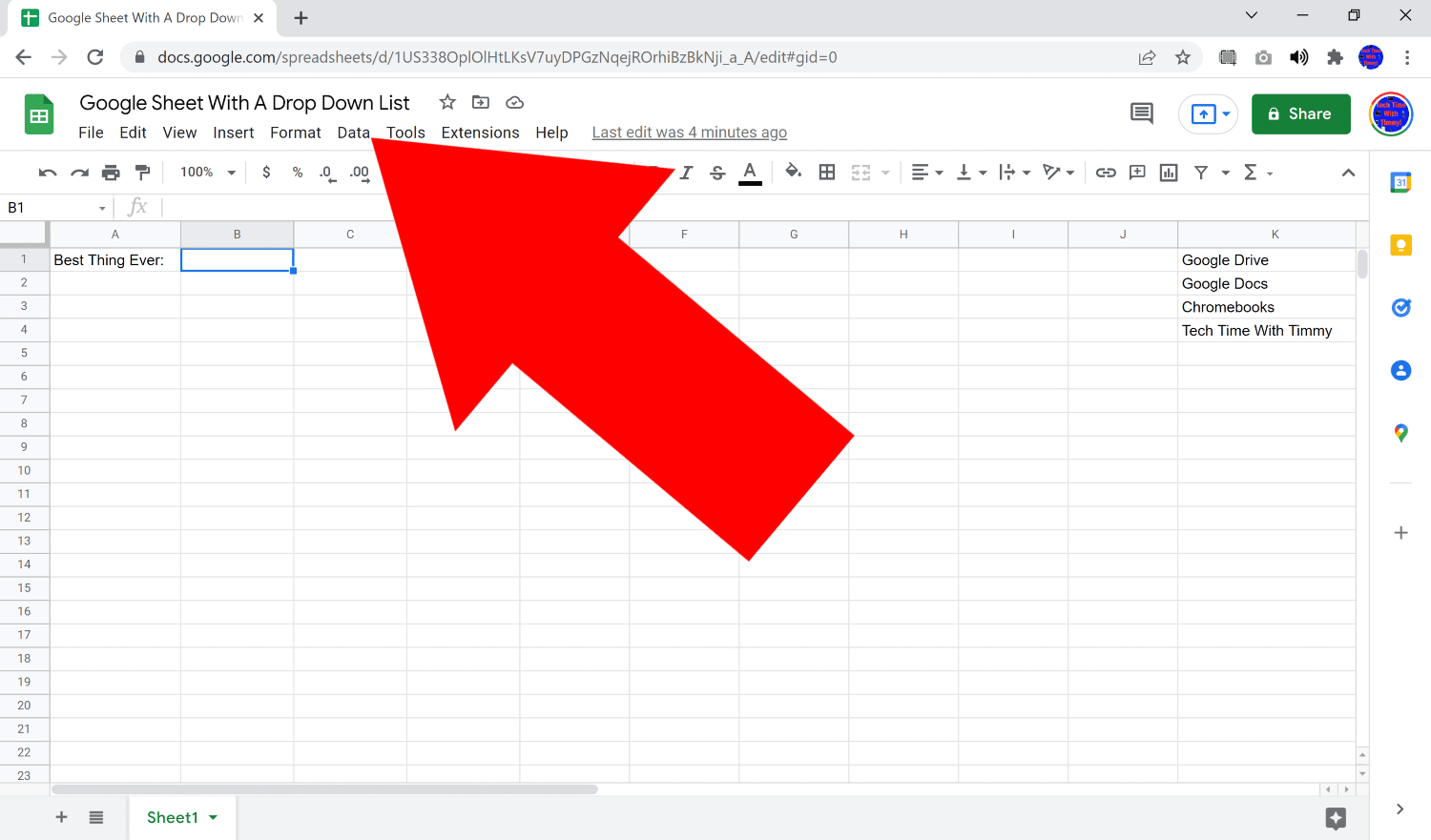 how to create a drop down menu in google sheets