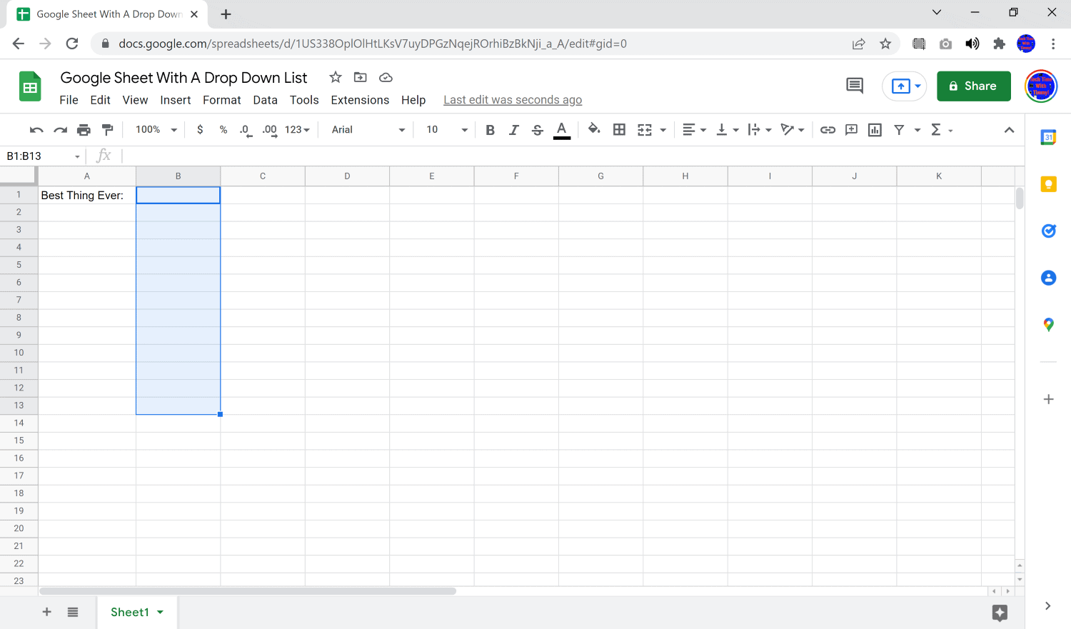 how to create drop down list in google sheets