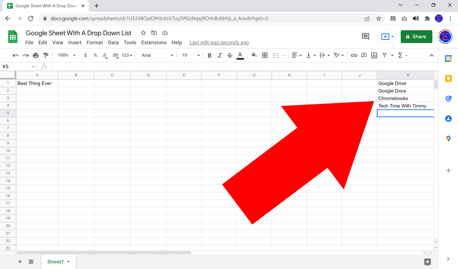 how to create drop down menu in google sheets