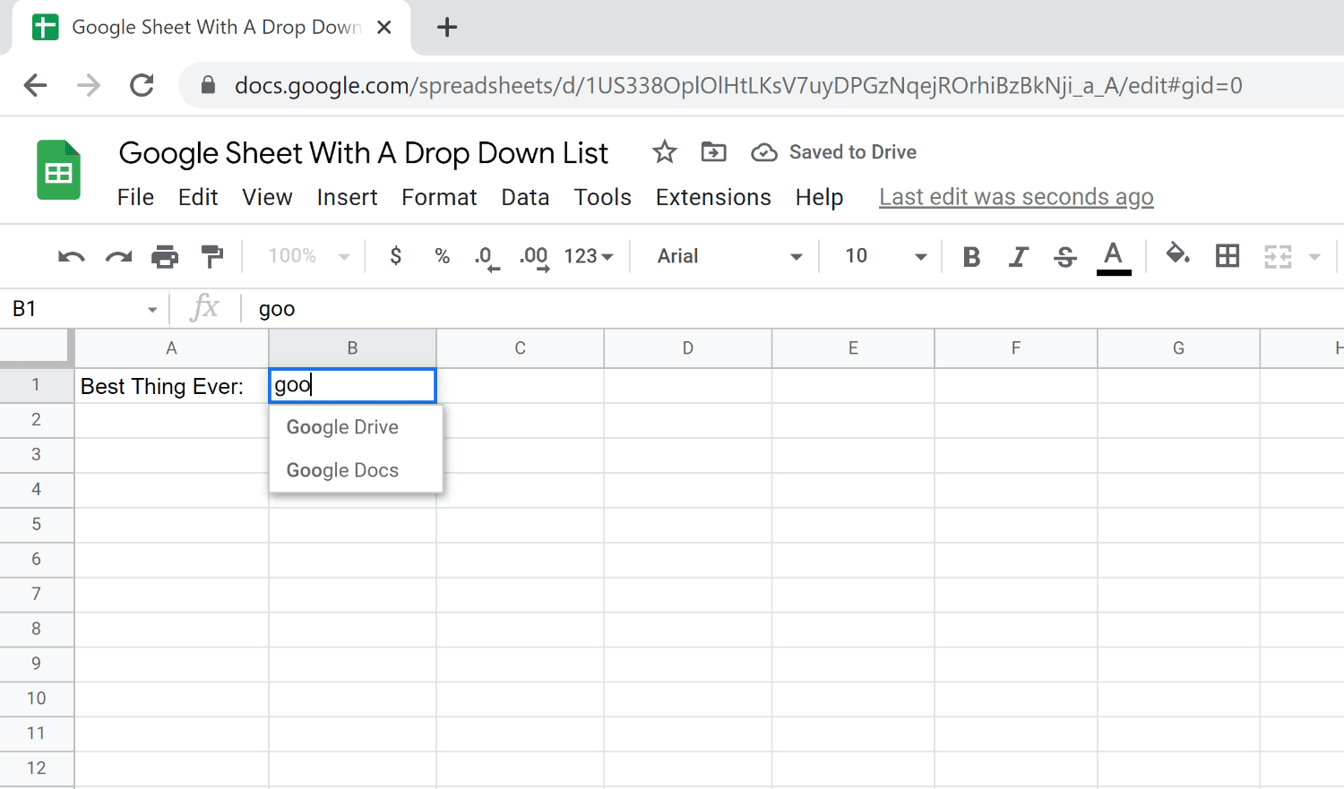 how to create drop down options in google sheets