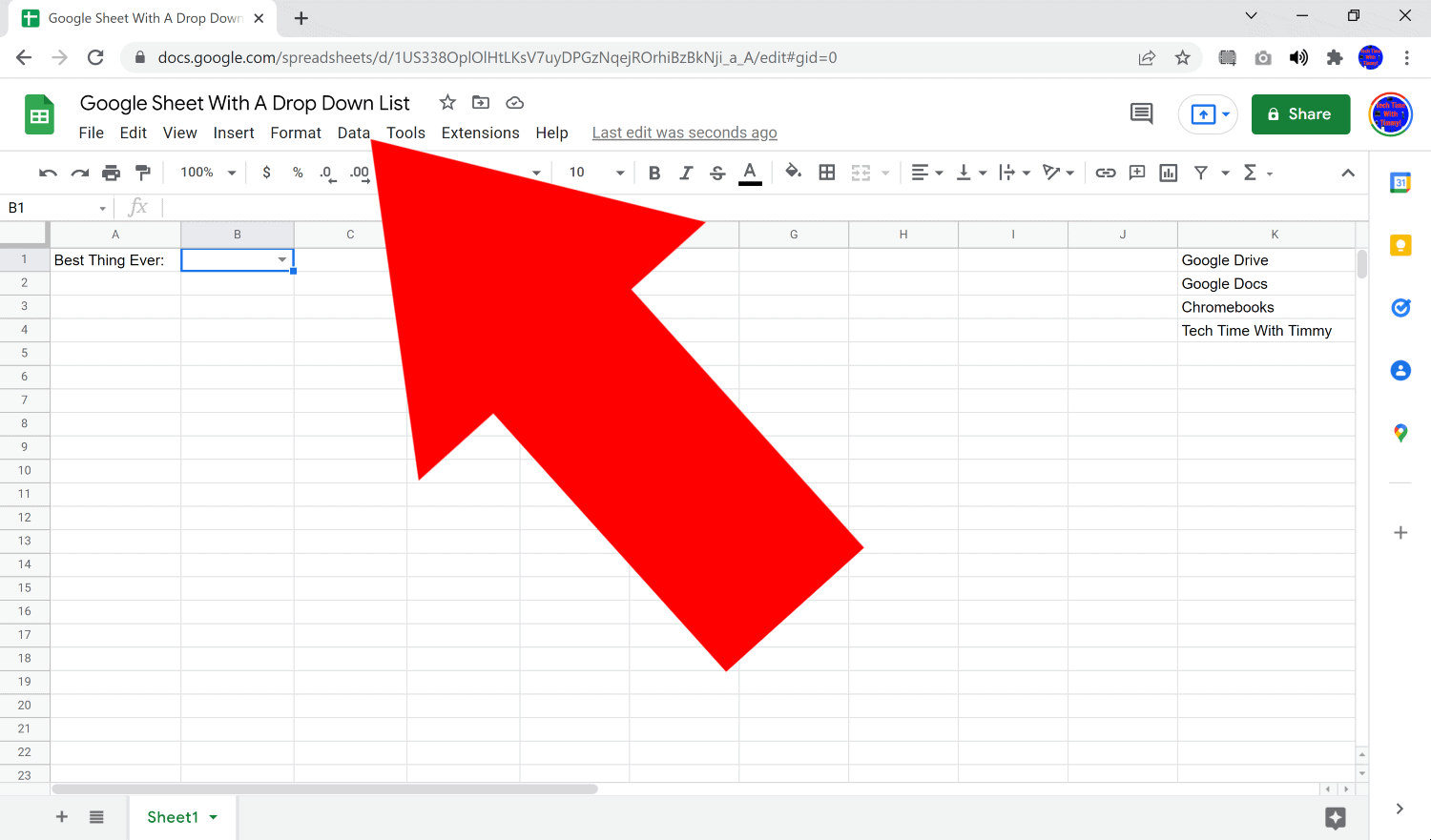 how to do a drop down list in google sheets