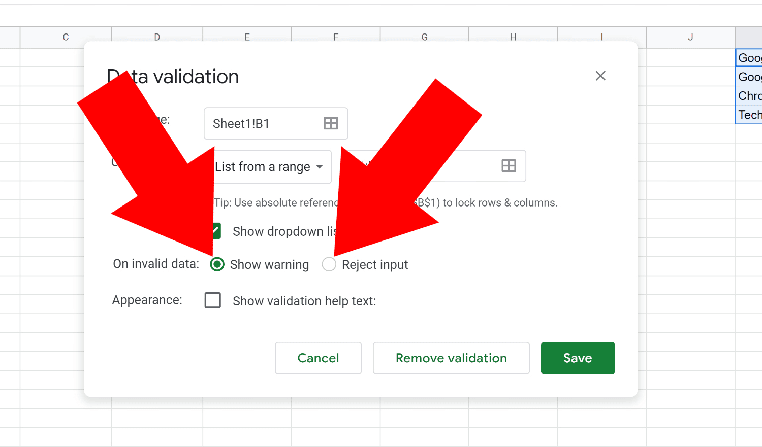 how to do drop down list in google sheets