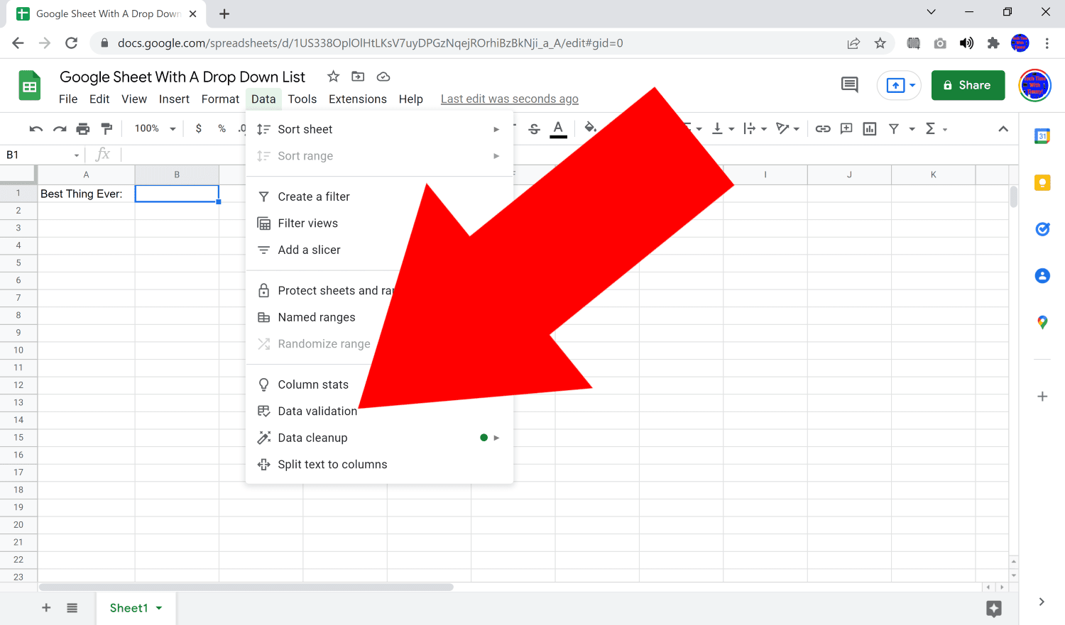how to make drop down list in google sheets