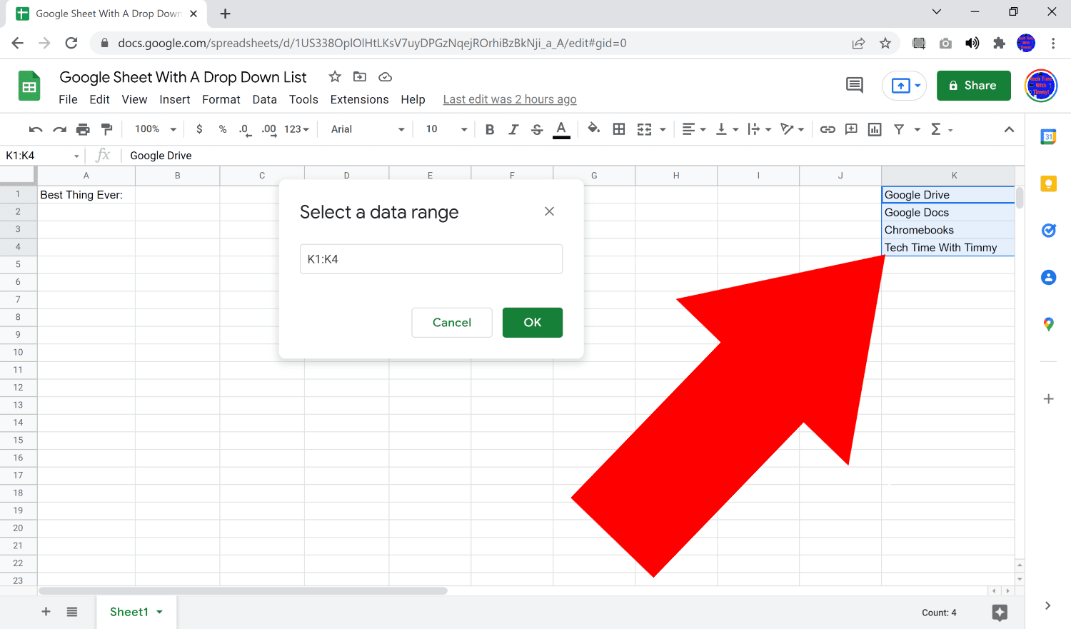 how to make drop down menu in google sheets