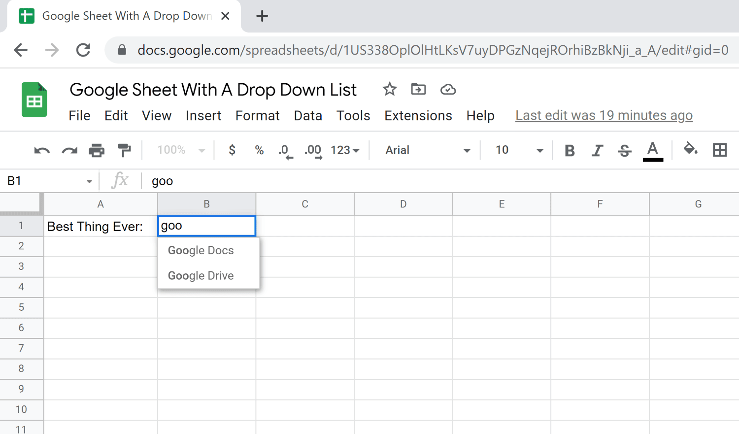 how to make dropdown in google sheets