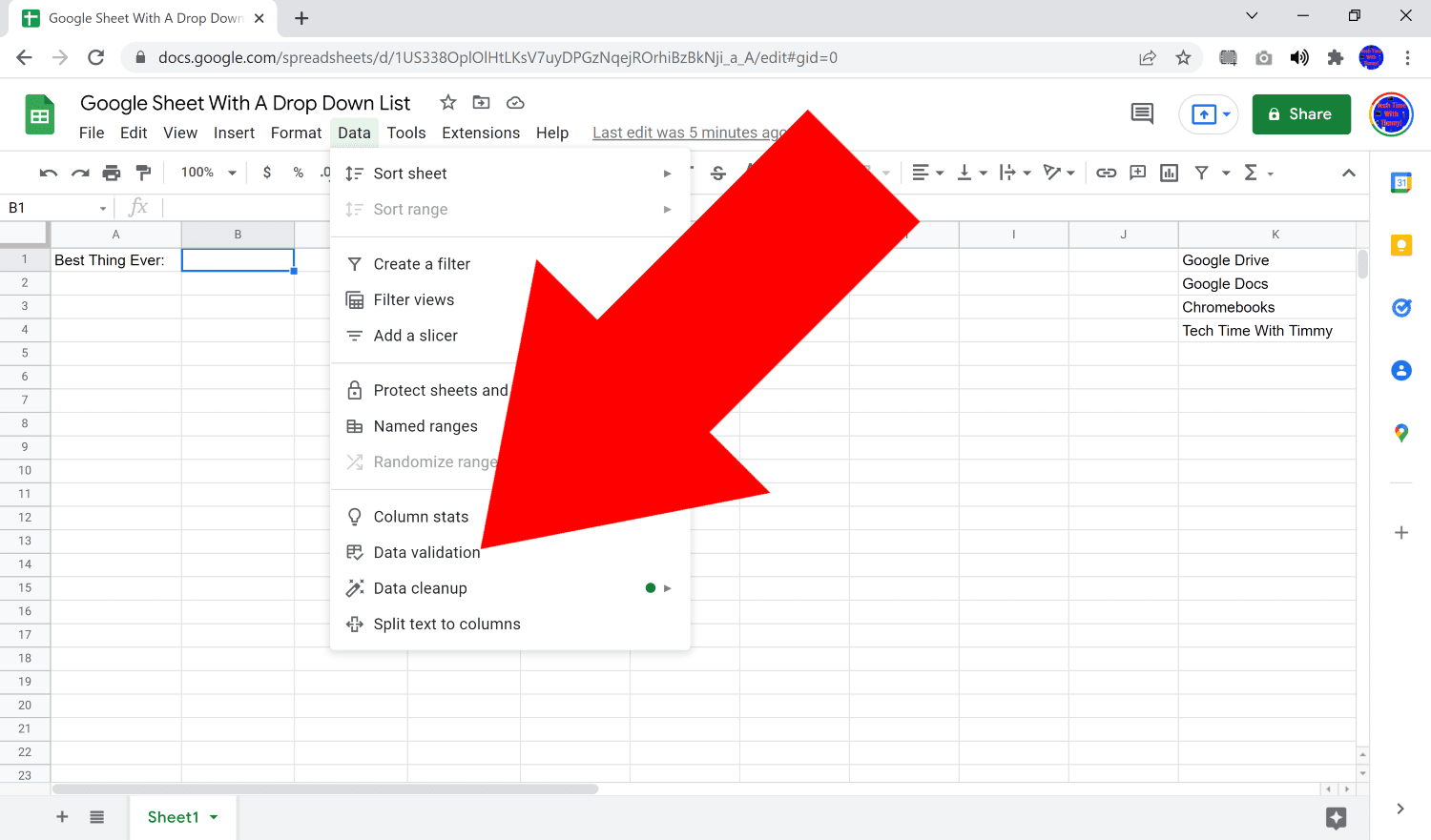 how to put drop down in google sheets