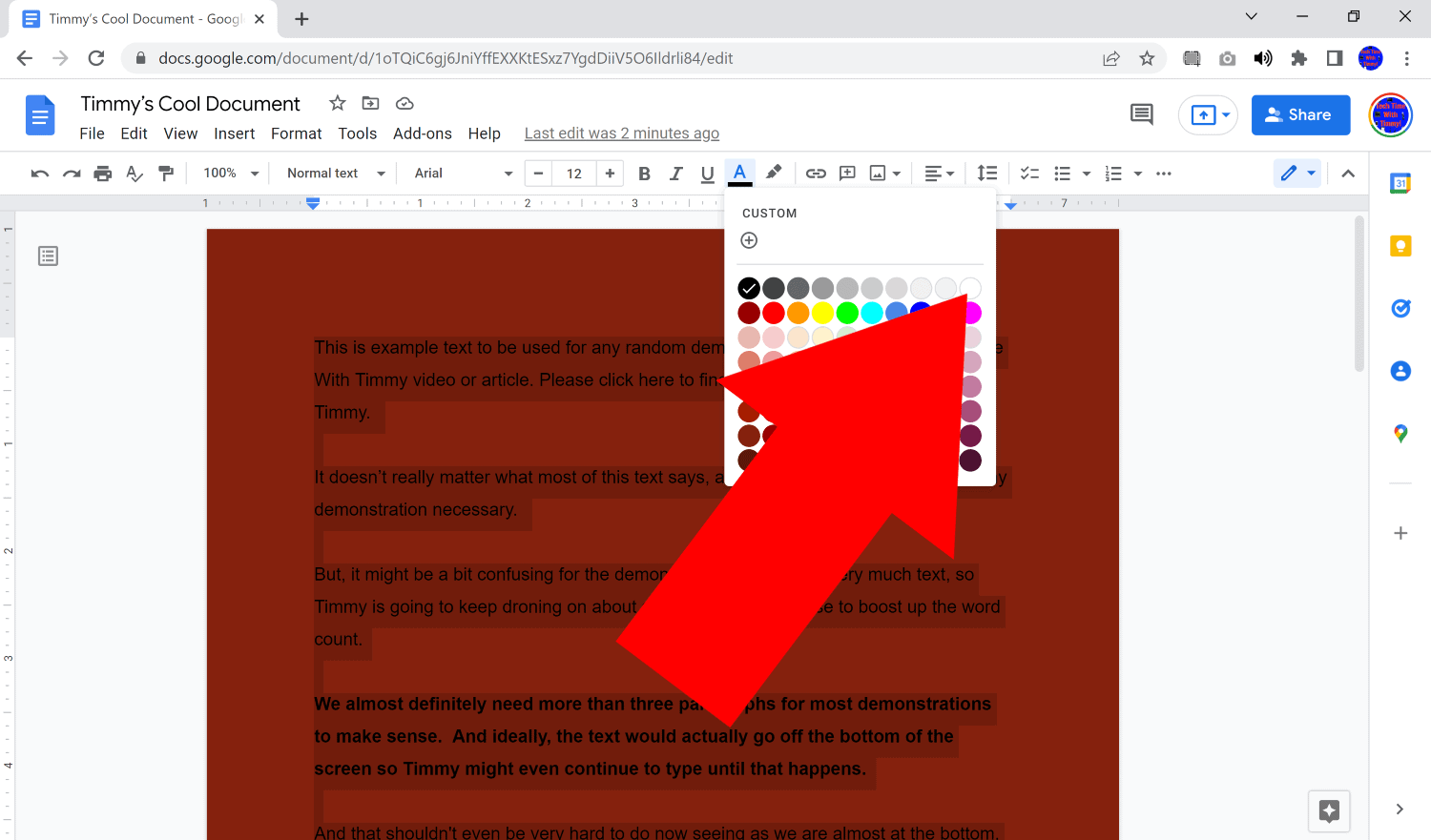 how to change google docs background color