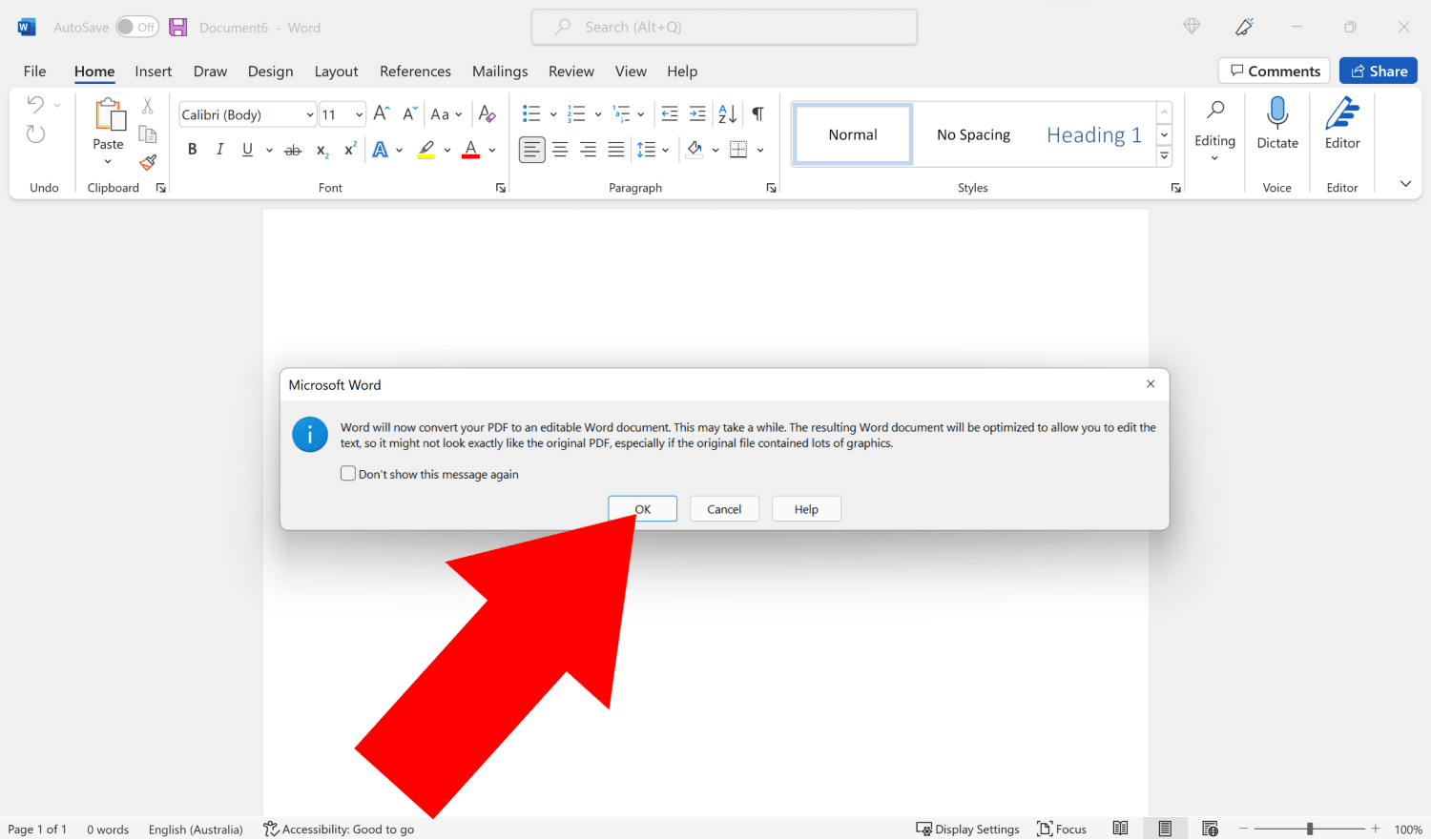 how to open pdf as word