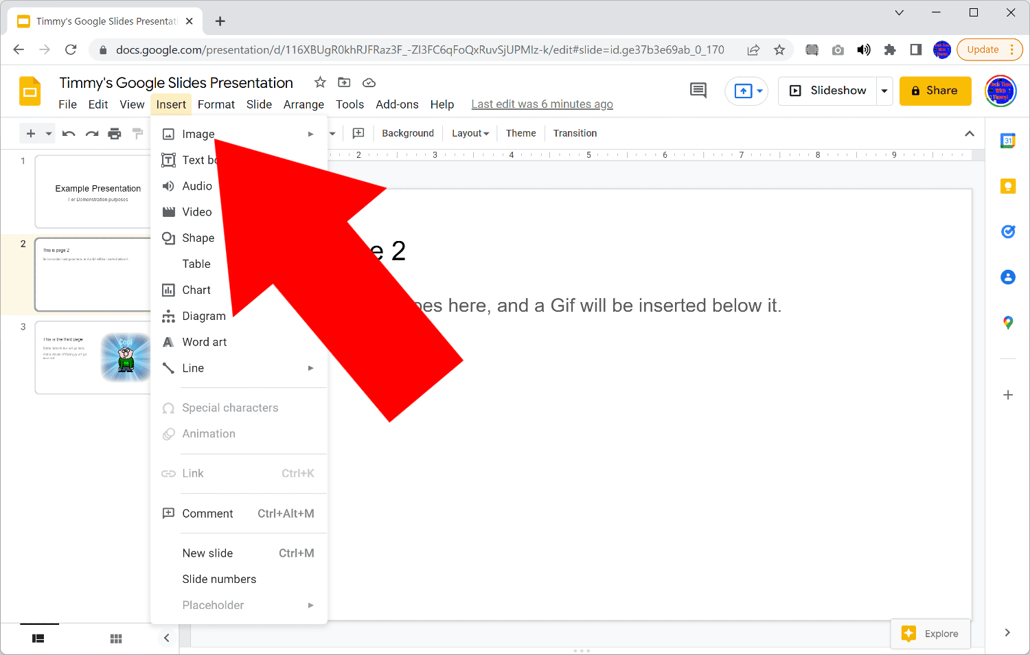 how to insert gif into google slides