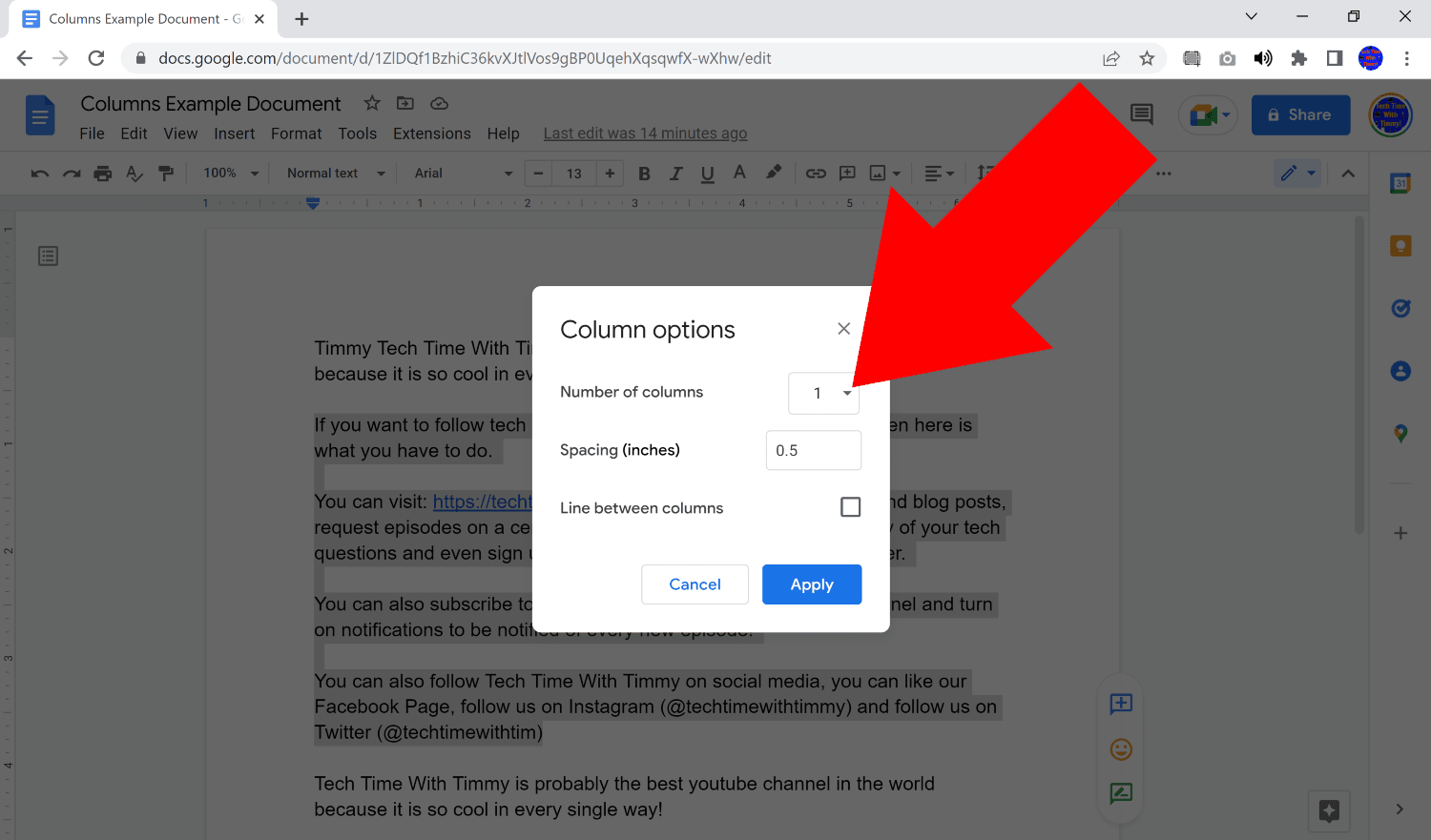 how to add another column in google docs