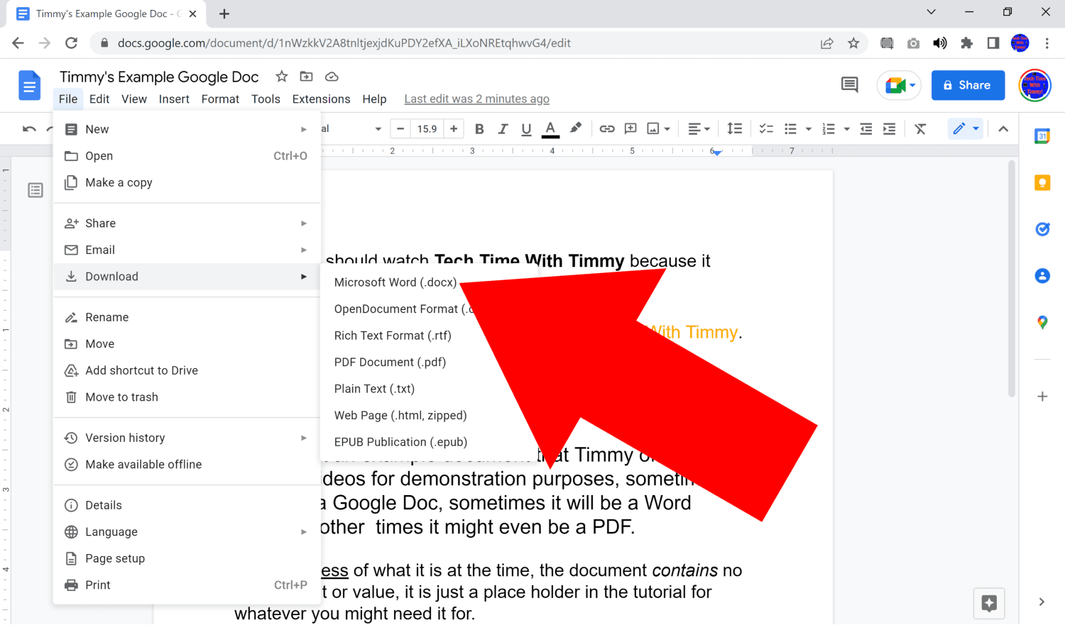 how to download google doc to word