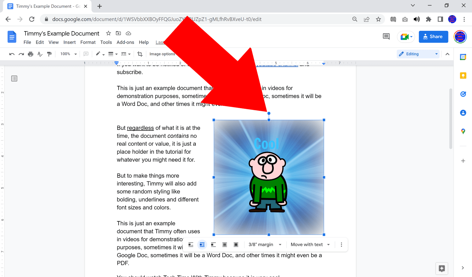 how to rotate an image in google docs