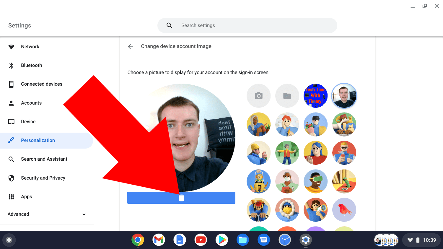 how do you change your profile picture on chromebook