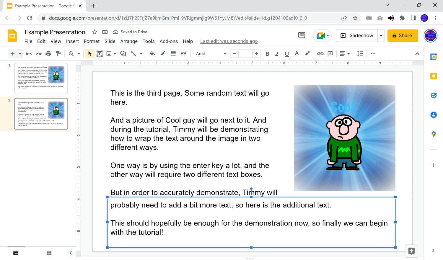 how do you wrap text in google slides