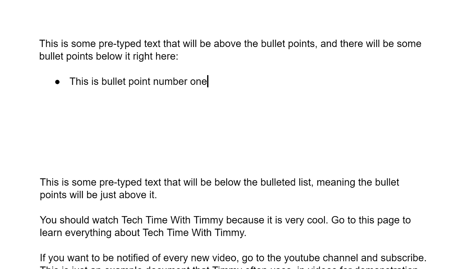 how to add bullets in google docs