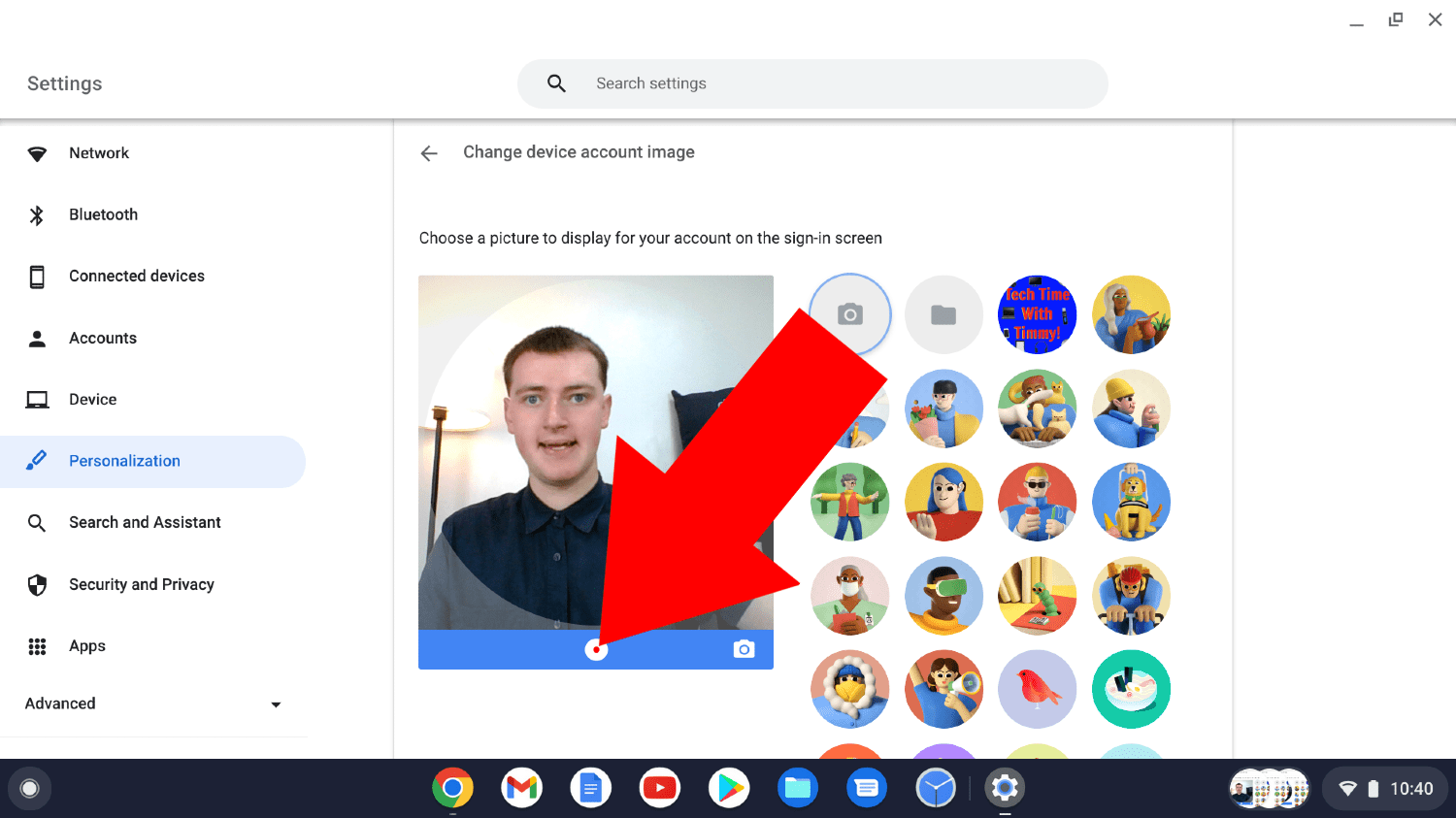 how to change picture on chromebook