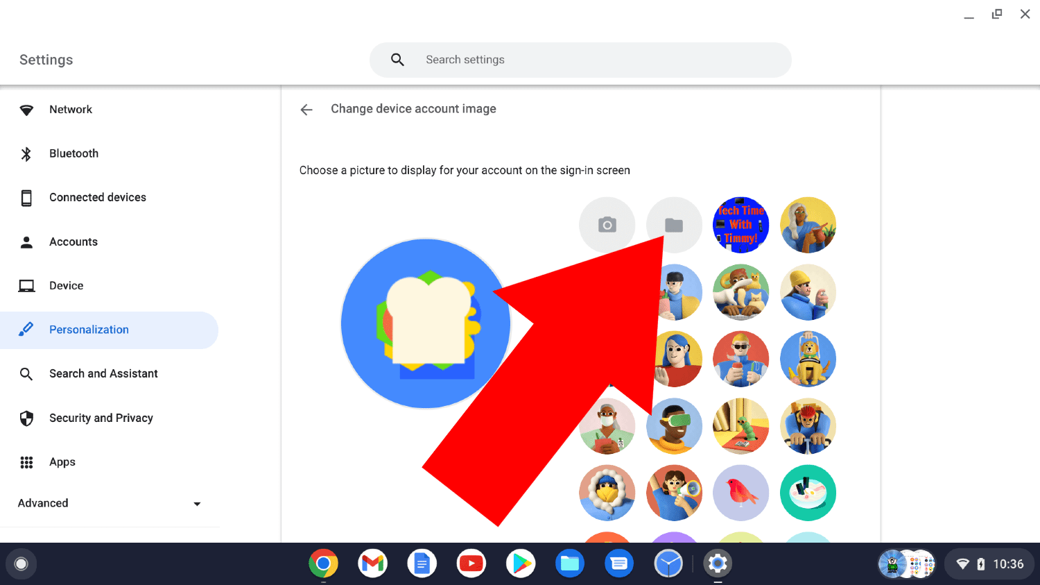 how to change your account picture on chromebook