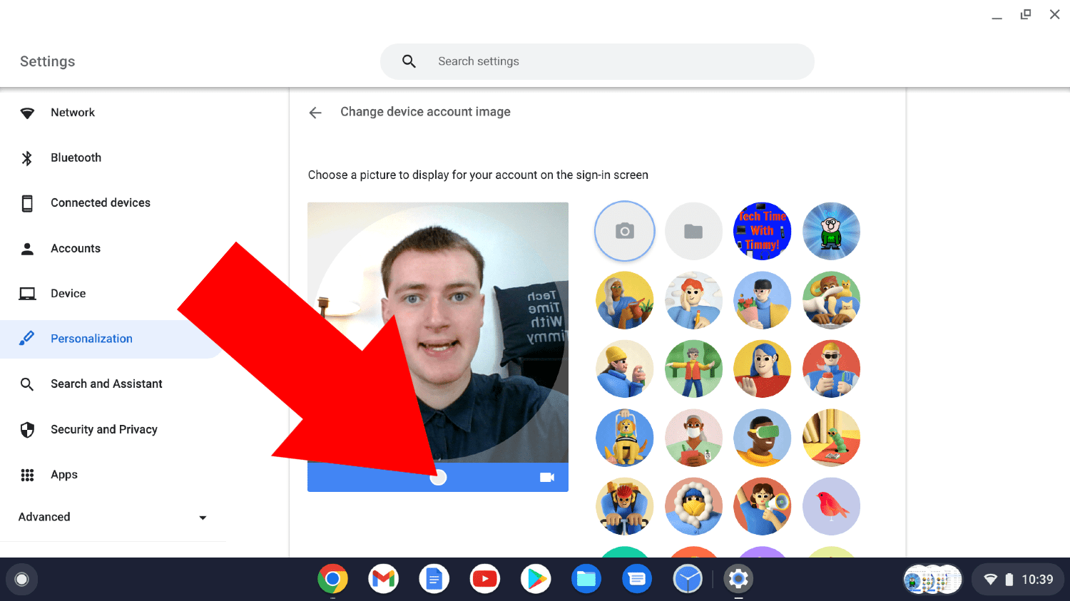 how to change your profile picture on chromebook