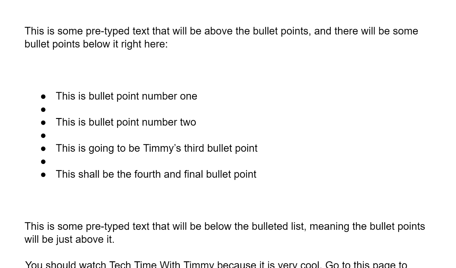how to create bullet points in google docs