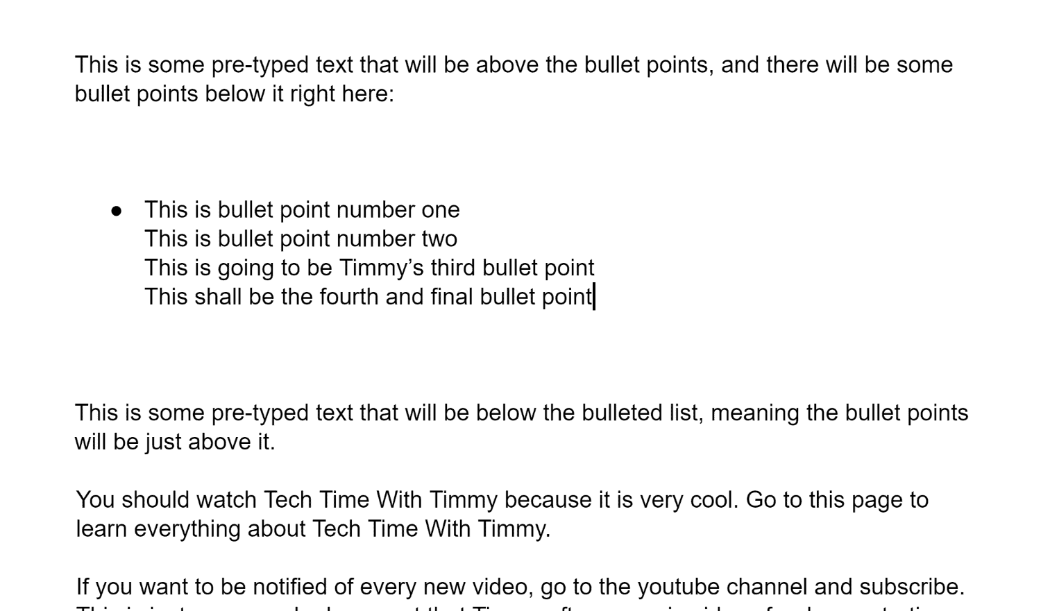 how to insert bullets in google docs