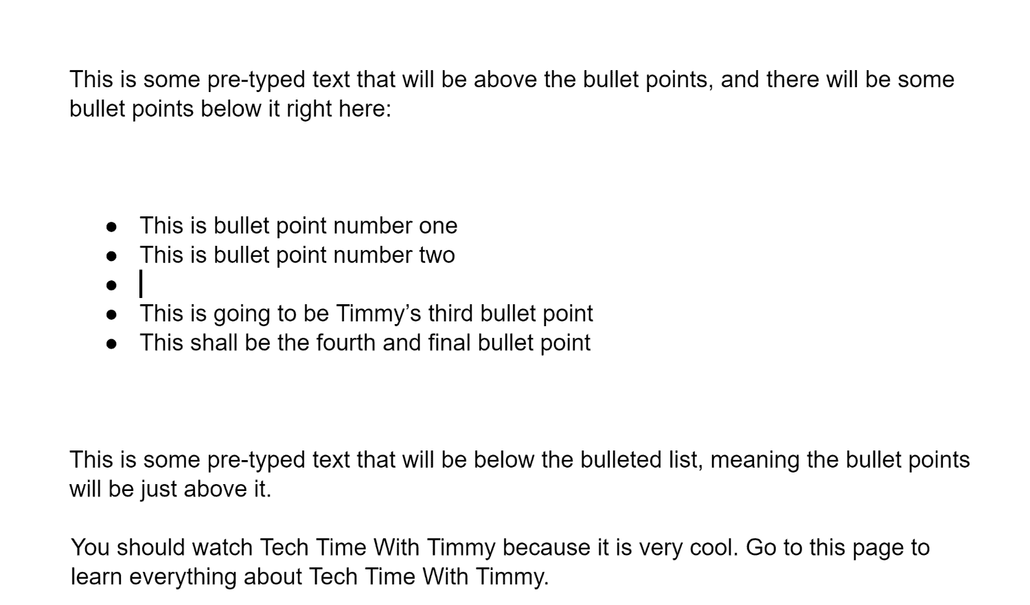 how to make bullet points in google docs