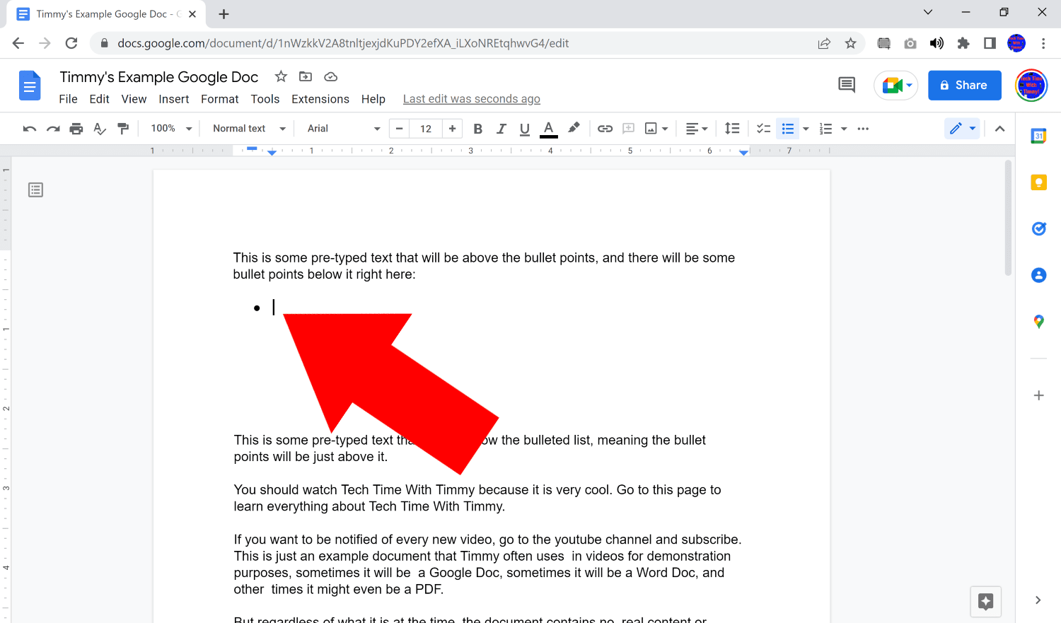 how to make sub bullet points in google docs
