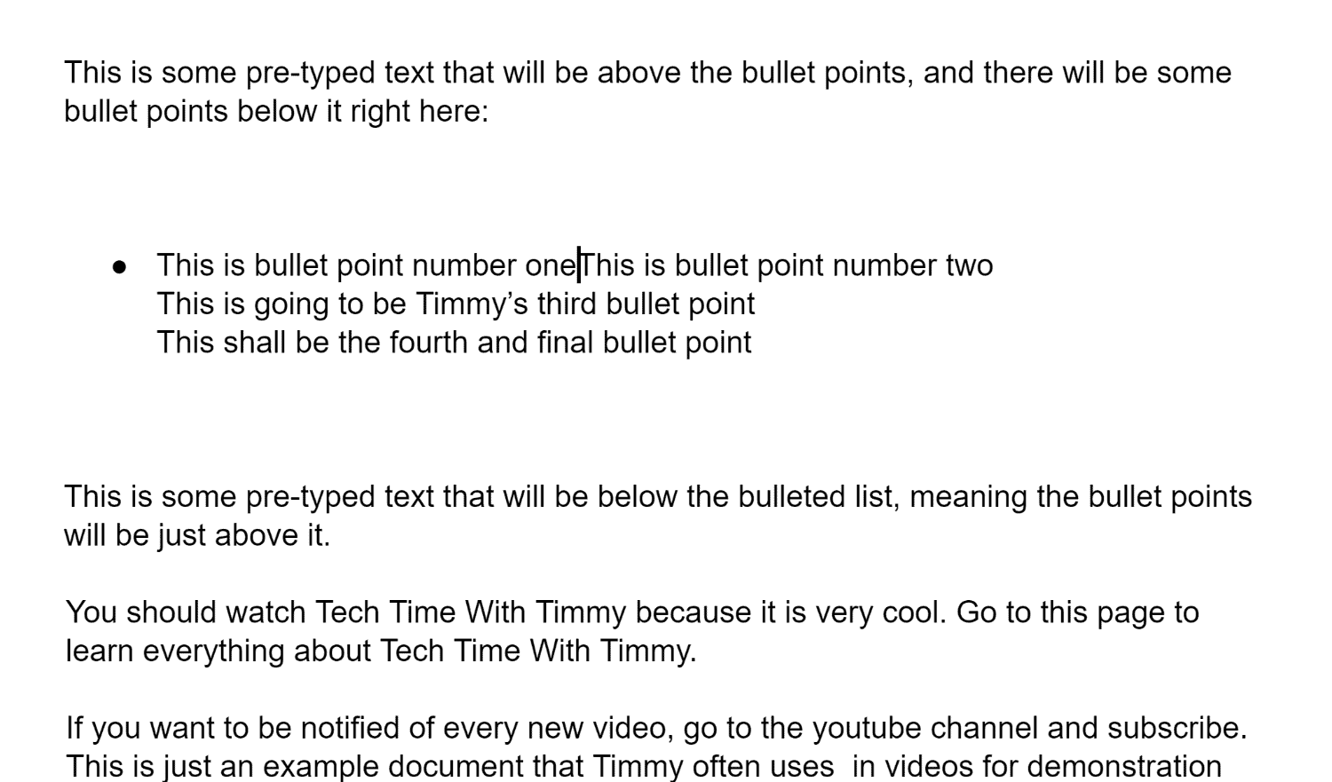 how to make sub points in google docs