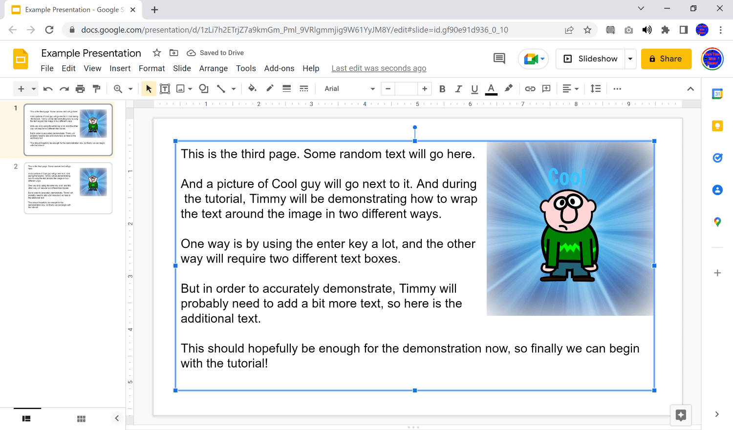 how to text wrap in google slides