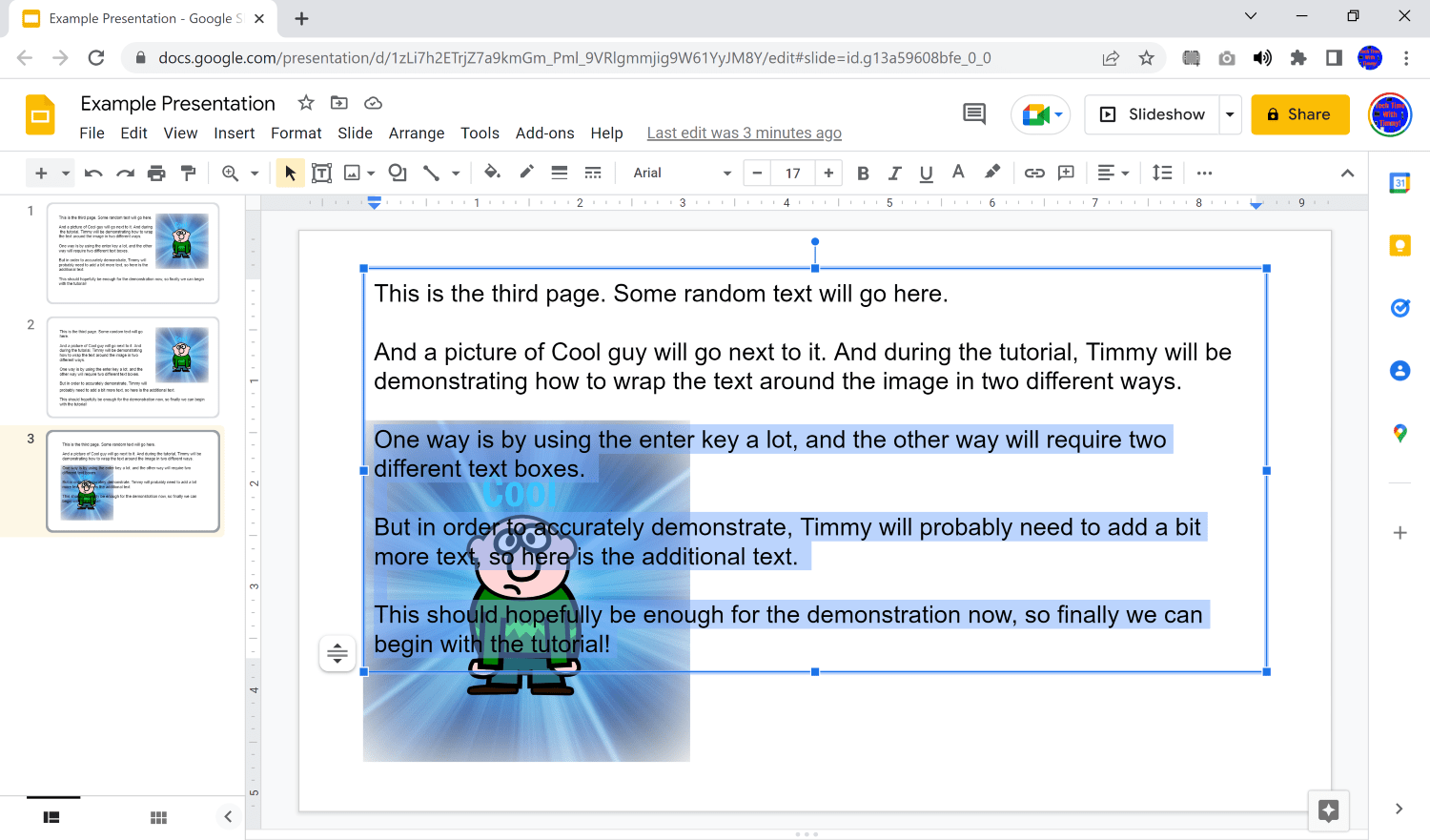 how to text wrap on google slides