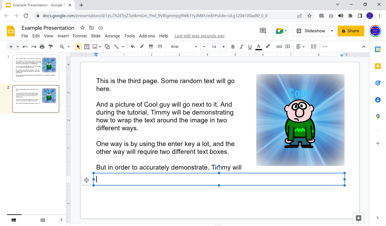 text wrapping google slides