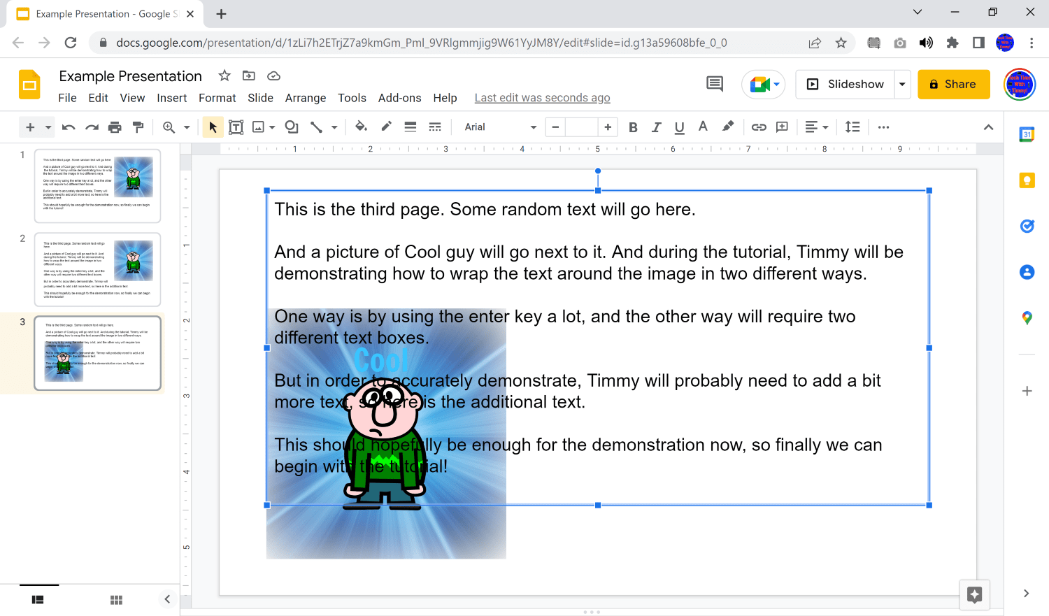 wrapping text in google slides